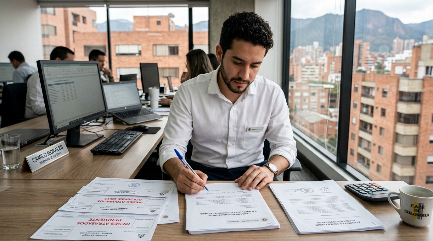 Trabajador colombiano reclamando salarios y liquidacion laboral atrasada