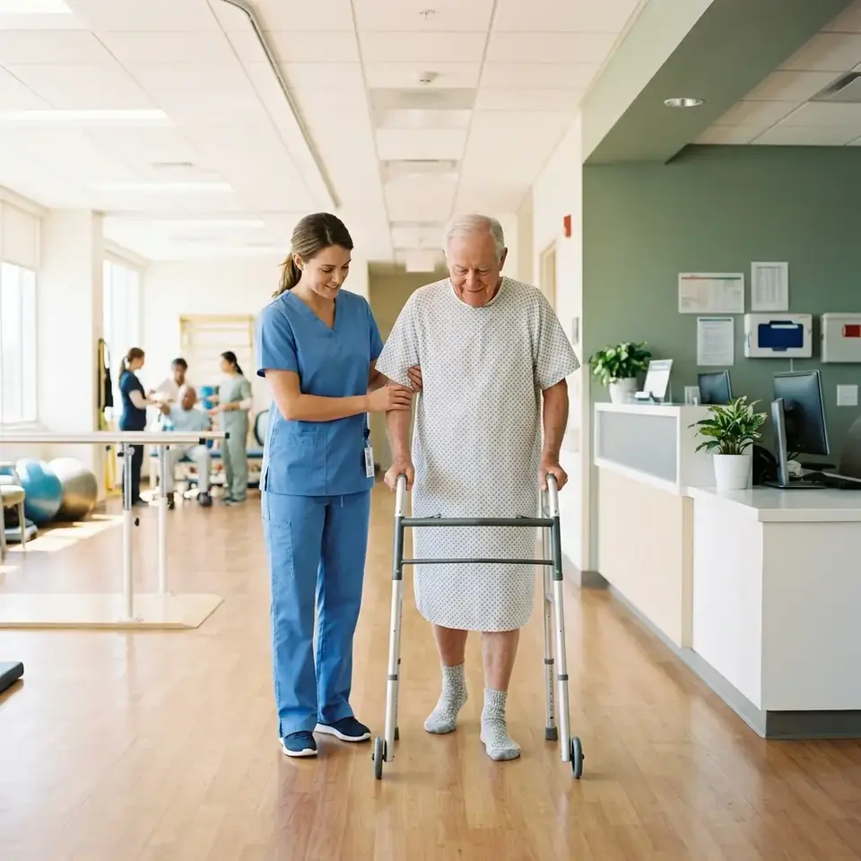 Enfermero cuidando paciente en hospital