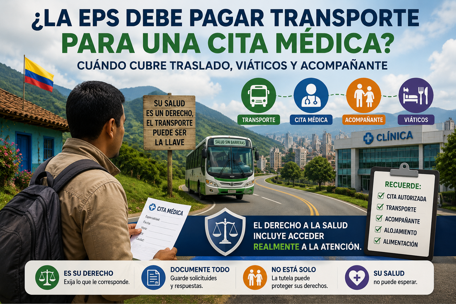 ¿La EPS debe pagar transporte para una cita médica? Cuándo cubre traslado, viáticos y acompañante