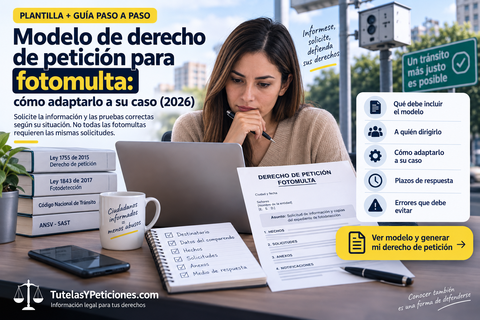 Modelo de derecho de petición para fotomulta: cómo adaptarlo a su caso (2026)